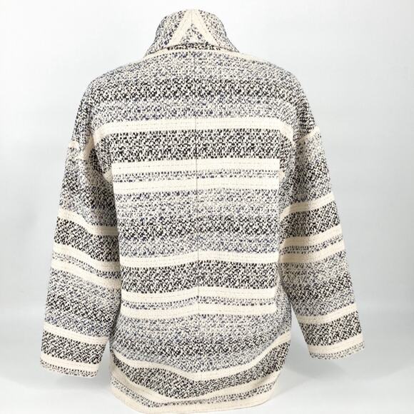 Suzie Winkle Paris Womens Cream Blue Black Striped Jacket Blazer Size 38 - Picture 2 of 16